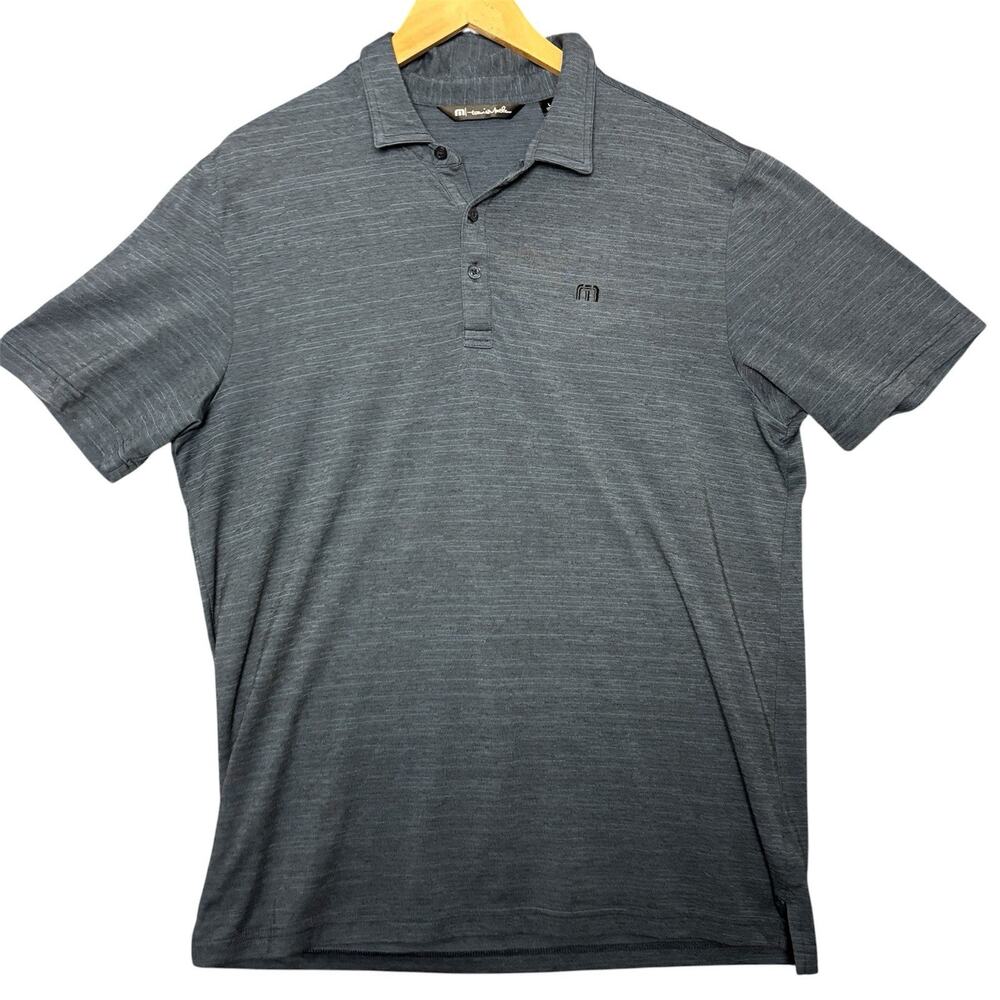 TravisMathew Polo Shirt Men’s Large Blue gray Performance Golf Casual Short